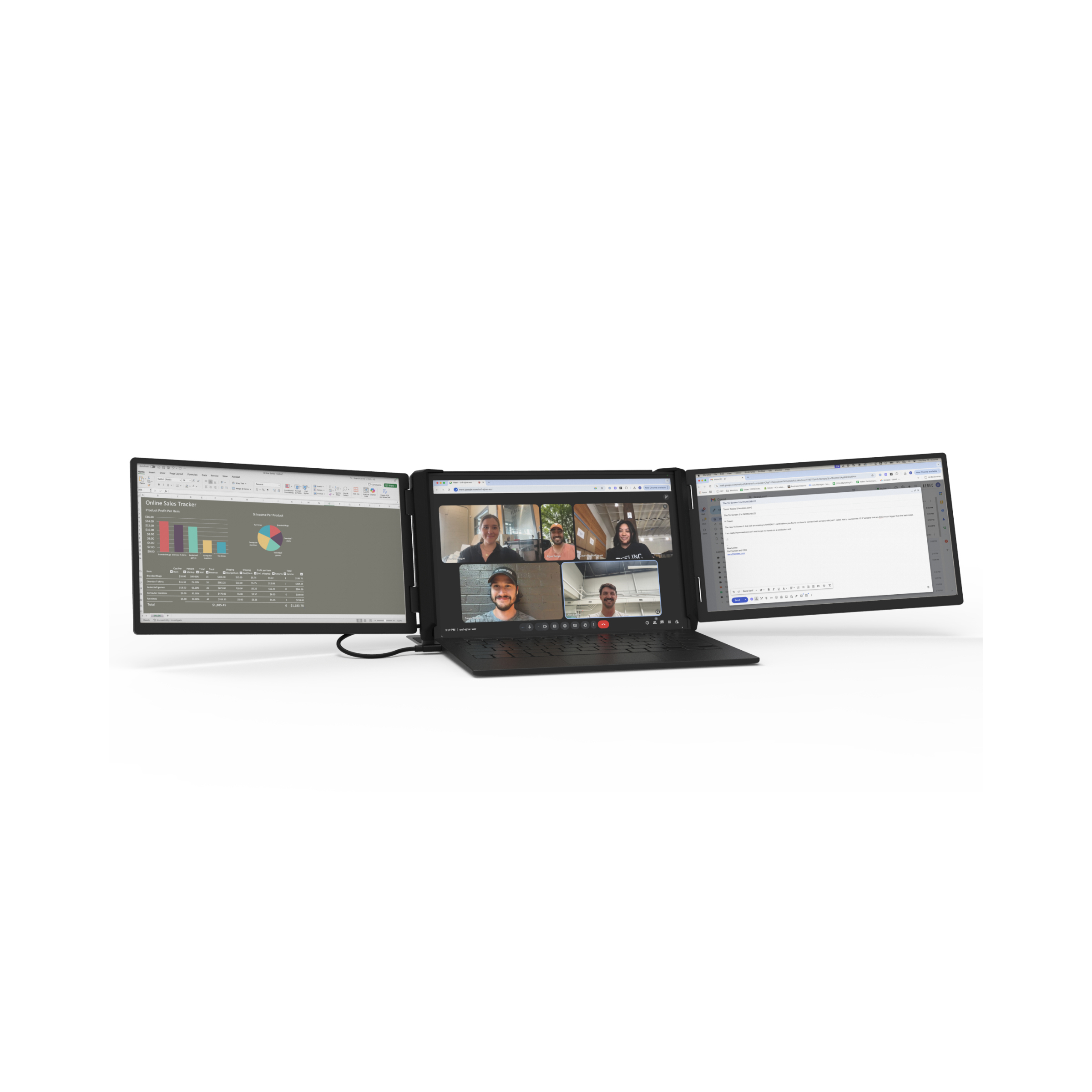 Портативный тройной монитор для ноутбука Xebec The Tri-Screen 3